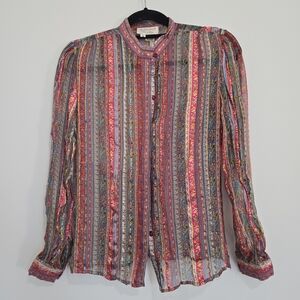 Vintage The Silk Farm 100% Silk Abstract Print Blouse - Made in Korea - size 10
